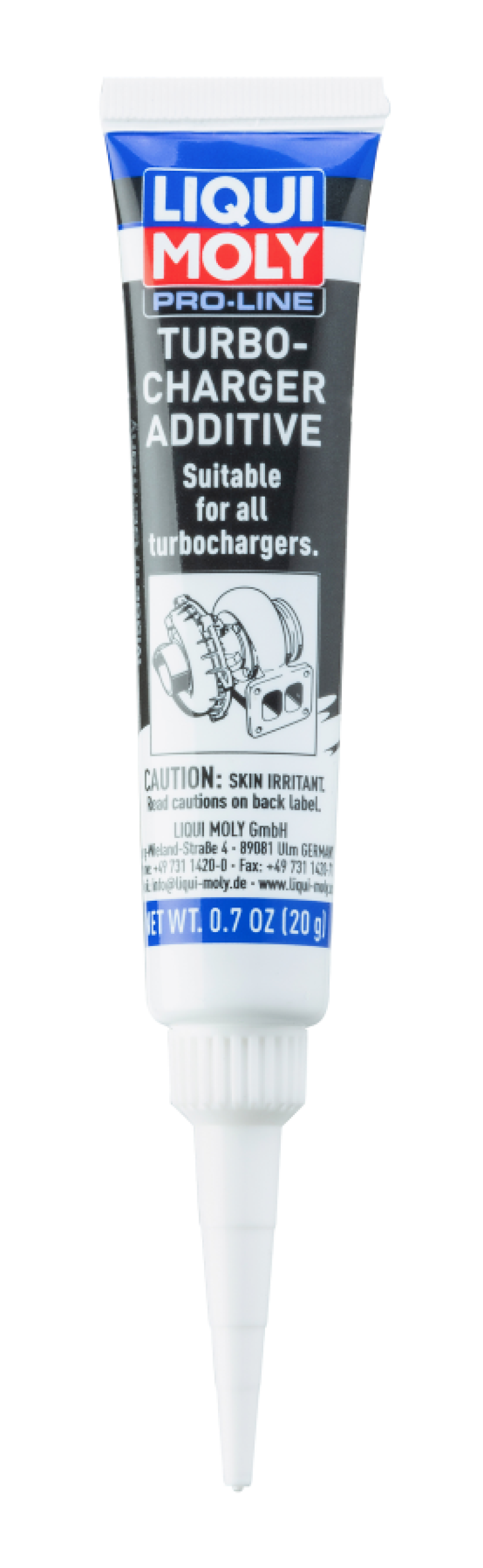 LIQUI MOLY Pro-Line Turbocharger Additive bottle showing label and packaging for engine performance enhancement.