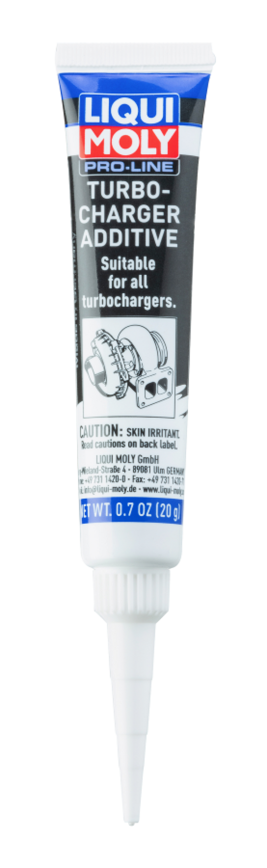 LIQUI MOLY Pro-Line Turbocharger Additive bottle showing label and packaging for engine performance enhancement.
