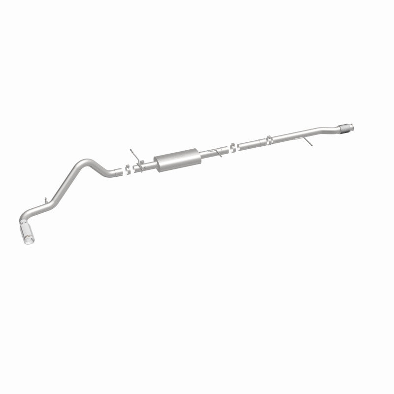 Magnaflow catback exhaust system for 14 Chevy Silverado V8 5.3L with stainless steel rear exit muffler and pipes.