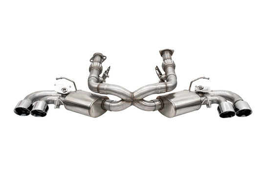 CORSA Performance Corsa 20-25 Corvette C8 catback exhaust system with 4.5-inch quad tips and valved design, fits factory performance deletes