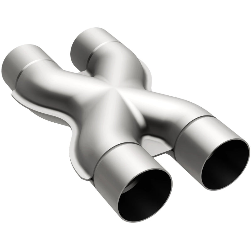 MagnaFlow Smooth Trans X 3/3 X 14 SS stainless steel X pipe for automotive exhaust systems, shown in the image.