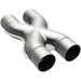 MagnaFlow Smooth Trans X 3/3 X 14 SS stainless steel X pipe for automotive exhaust systems, shown in the image.