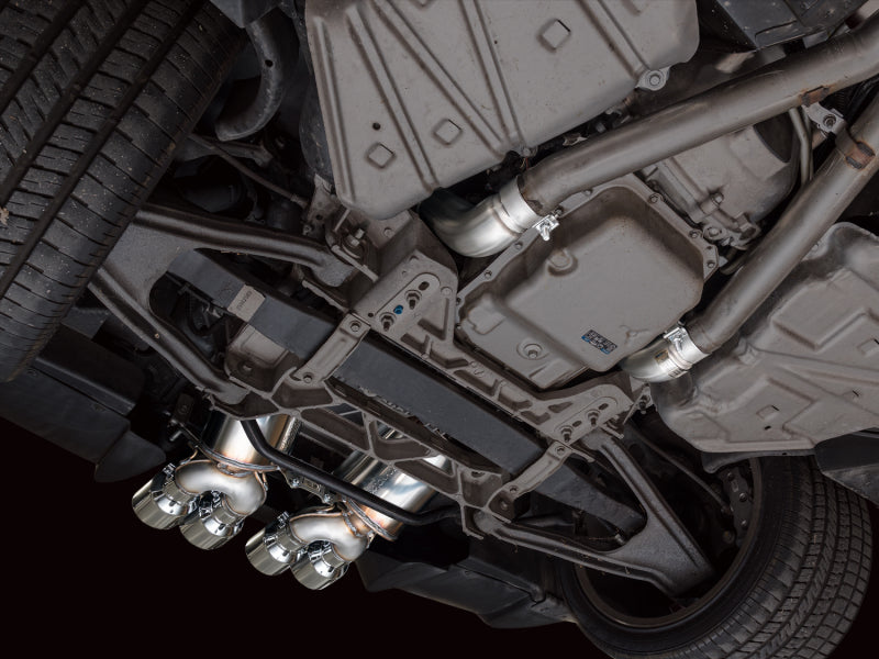 AWE Tuning 05-07 C6 Chevrolet Corvette 6.0L Touring Edition axle-back exhaust with chrome silver tips, mounted on the vehicle.