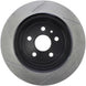 StopTech Sport slotted rear left brake rotor showing slotted surface and vented design for improved braking performance.