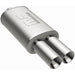 MagnaFlow stainless steel muffler with tip, 14x5x8 inches, featuring dual inlet and outlet pipes for car exhaust system.