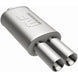 MagnaFlow stainless steel muffler with tip, 14x5x8 inches, featuring dual inlet and outlet pipes for car exhaust system.