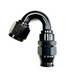 Fragola -6AN black street hose end fitting for PTFE hoses, featuring 150-degree angle and durable construction.