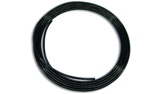 Black Vibrant 3/8 inch OD polyethylene tubing hose, 10-foot length, flexible plastic piping for fluid transfer or gardening applications.