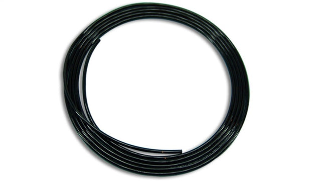 Black Vibrant 3/8 inch OD polyethylene tubing hose, 10-foot length, flexible plastic piping for fluid transfer or gardening applications.