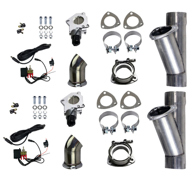 Granatelli 3.0-inch aluminum mild steel dual slip-fit exhaust cutout with band clamps for easy installation and adjustable exhaust flow.