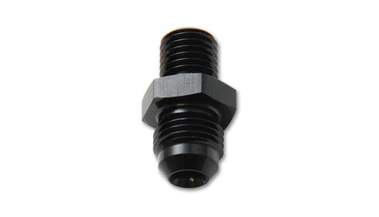 Vibrant straight fitting adapter from -4AN to 8mm x 1.0 metric, showing metal construction and precise threading.