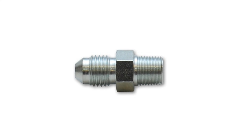 Steel Vibrant -4AN to 1/8 inch NPT straight adapter fitting with a vibrant finish, designed for fluid connections.