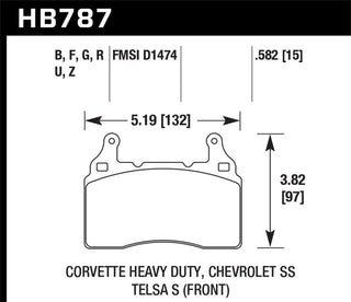 Hawk Performance ceramic street front brake pads for Chevy Corvette 2015-2017, performance brake pads for improved stopping power