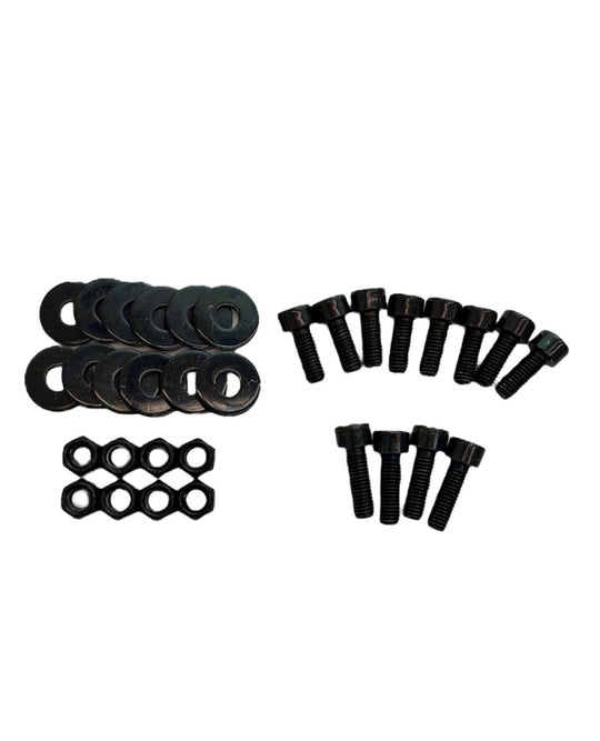 Black zinc Sparco seat hardware spacer kit for side mount brackets, designed for secure and adjustable seat installation.