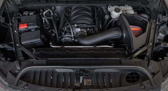 K&N Engineering NextGen cold air intake for Chevy Silverado 2019-2024 5.3L/6.2L V8 engine, shows the intake system components.