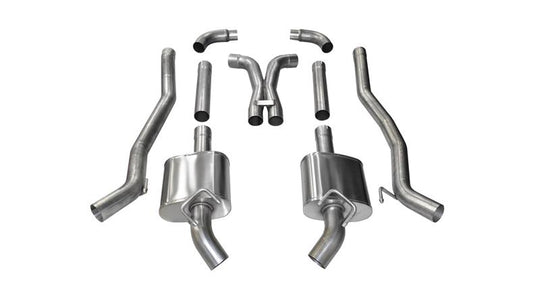 Corvette Corsa Performance catback exhaust for 2011-2013 Chevrolet Camaro SS 6.2L V8, featuring factory bezel connections.