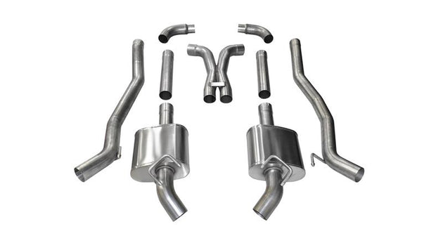 Corvette Corsa Performance catback exhaust for 2011-2013 Chevrolet Camaro SS 6.2L V8, featuring factory bezel connections.