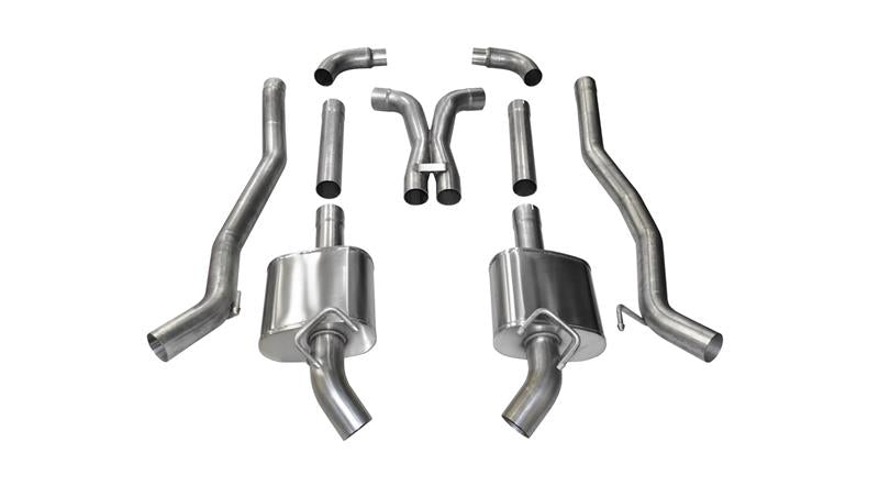Corvette Corsa Performance catback exhaust for 2011-2013 Chevrolet Camaro SS 6.2L V8, featuring factory bezel connections.