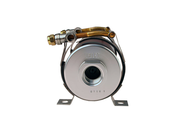 Red Aeromotive 700 HP EFI fuel pump for high-performance vehicles, featuring a compact design and robust construction.