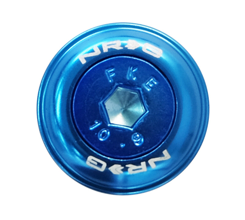 NRG blue fender washer kit with M6 bolt rivets for plastic, includes 10 hardware pieces for automotive fender repairs.