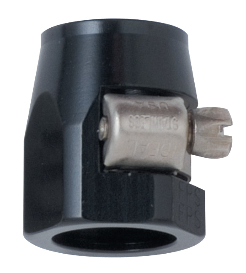 Black Fragola -6AN EZ Clamp fitting, lightweight and durable for high-performance automotive or racing fluid connections.