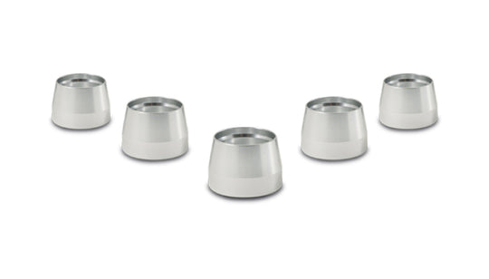 Vibrant -4AN PTFE hose olive inserts, 5-pack, shown with fittings for secure, high-performance fuel and oil connections.