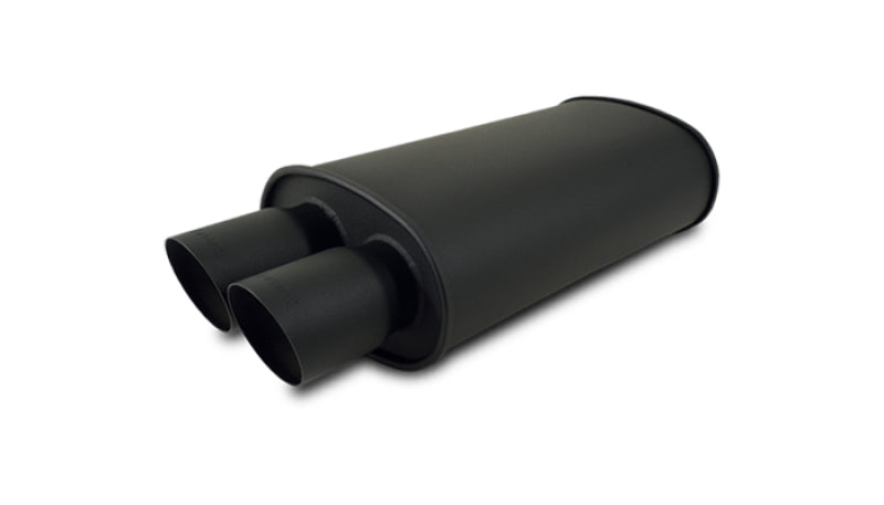 Vibrant StreetPower flat black oval muffler with dual 3-inch outlets and 3-inch inlet ID for automotive exhaust systems.