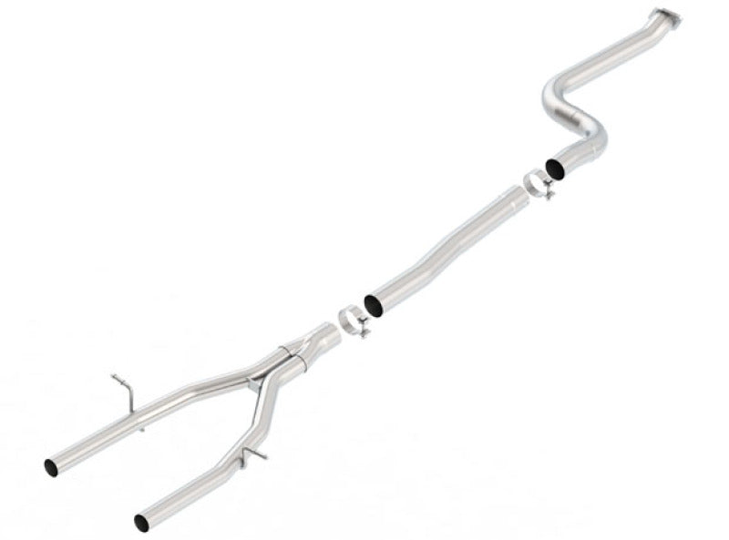 Borla 2016 Chevy Camaro 2.0L Turbo mid-pipe connecting pipes, 3-inch to 2.25-inch diameter exhaust pipe.