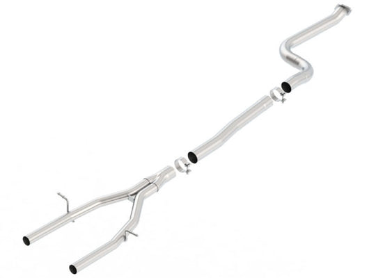 Borla 2016 Chevy Camaro 2.0L Turbo mid-pipe connecting pipes in 3-inch to 2.25-inch diameter, durable stainless steel construction.