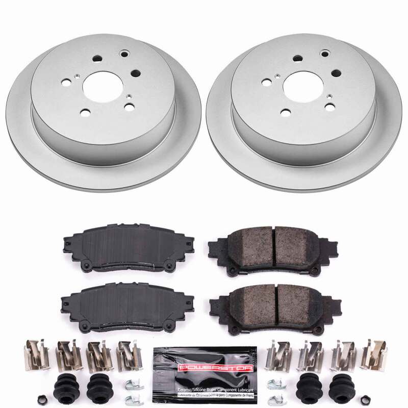 PowerStop rear Z23 coated brake kit for Lexus RX350 2010-2015, performance brake system with brake pads and rotors.