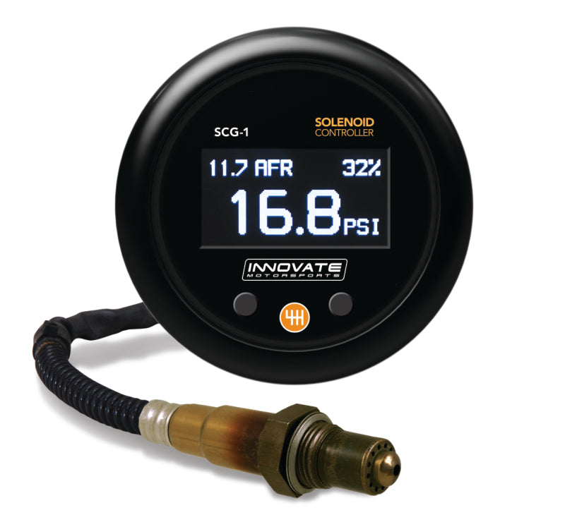 Innovate Motorsports SCG-1 boost controller and wideband gauge kit with wiring and sensors for automotive tuning.