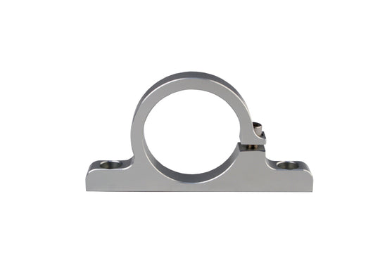 Aeromotive billet filter bracket for fuel filters 12301 and 12304, made of durable metal, mounts securely for automotive fuel systems.