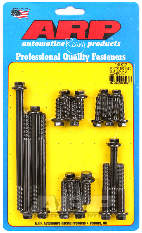 ARP Buick 350 timing cover and water pump hex bolt kit with hardware for engine maintenance and assembly.