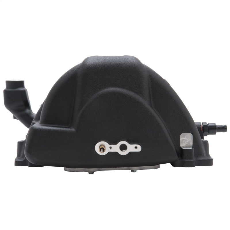 Edelbrock Victor EFI intake manifold for Eagle Chrysler 5.7L/6.1L/6.4L Gen III Hemi V8 engine, shown on engine with polished finish.