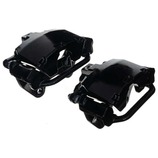 PowerStop rear black brake calipers for Cadillac Escalade 2007-2020, pair with mounting brackets, performance replacement parts.