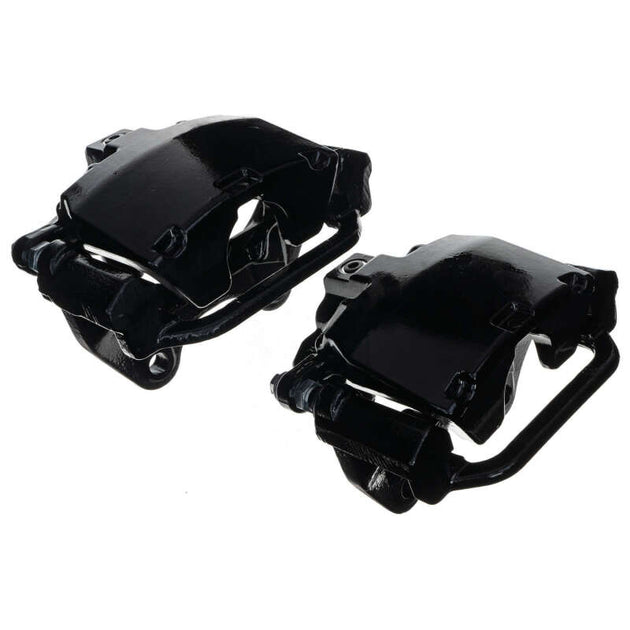 PowerStop rear black brake calipers for Cadillac Escalade 2007-2020, pair with mounting brackets, performance replacement parts.