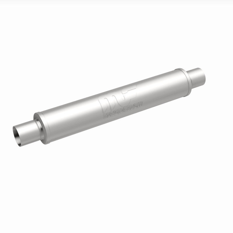 MagnaFlow Mag SS muffler with 22x4x4 inch size and 2.5 inch inlet for automotive exhaust systems, shown in the image.