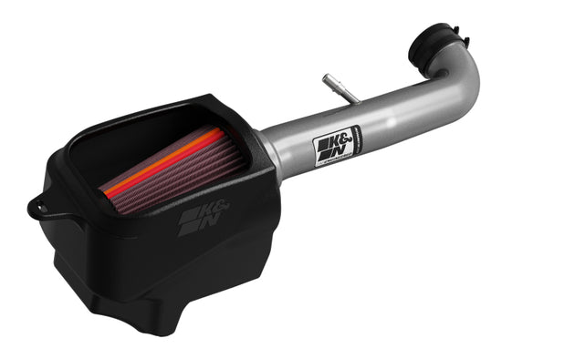 K&N Engineering aluminum cold air intake for 2018-2026 Jeep Wrangler and Gladiator NextGen, displayed on engine bay