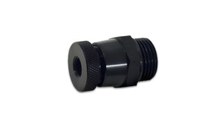 Vibrant 10 ORB to 1/8 NPT aluminum drain valve fitting with vibrant orange color and threaded connection for plumbing applications