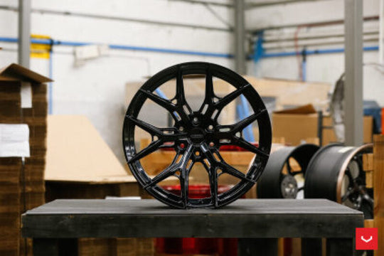 Vossen HF6-4 22-inch forged gloss black wheel with super deep face, 8x165.1 bolt pattern, ET-18 offset, for vehicles