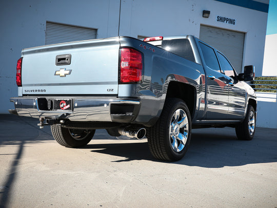 aFe Apollo GT Series 4-inch polished stainless steel cat back exhaust system with polished tips for 2014-2018 Chevrolet Silverado 1500 V8 6.2L