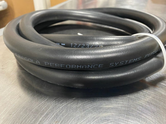 Fragola -6AN Push-Lite Hi-Temp black braided hose, 20ft length, flexible high-temperature racing hose for automotive use.