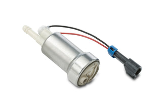 Walbro universal 450lph in-tank fuel pump for E85 ethanol fuel, shown in a close-up with visible pump components