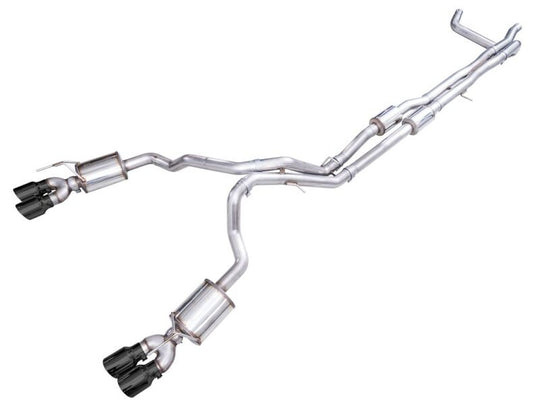 AWE Tuning catback exhaust for Chevy Suburban and GM Yukon XL 6.2L with quad diamond chrome tips, showcasing the polished chrome tips.