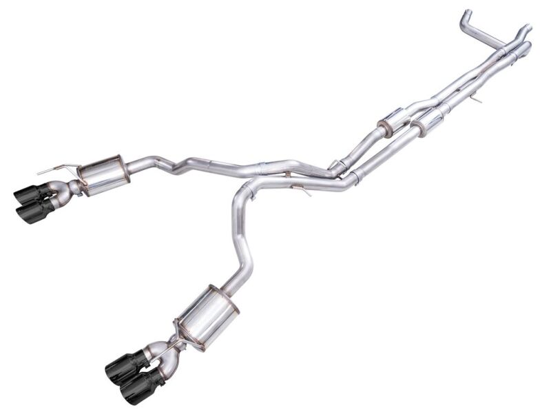 AWE Tuning catback exhaust for Chevy Suburban and GM Yukon XL 6.2L with quad diamond chrome tips, showcasing the polished chrome tips.