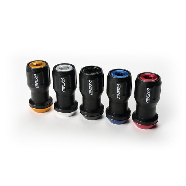 Rays Formula FN-II 14x1.50 lug nut set in red and black, featuring 20 special lug nuts for automotive wheels.