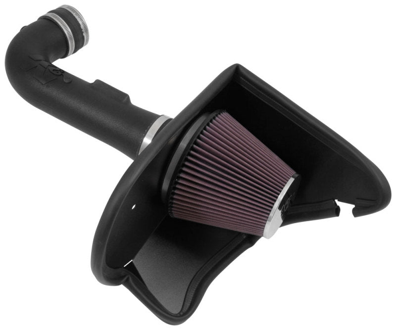 K&N Engineering cold air intake for 2016-2017 Chevrolet Camaro V6 3.6L F/I engine, showing the performance intake system.