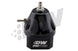 DeatschWerks DWR1000 black adjustable fuel pressure regulator showcasing its compact design and adjustment knob.
