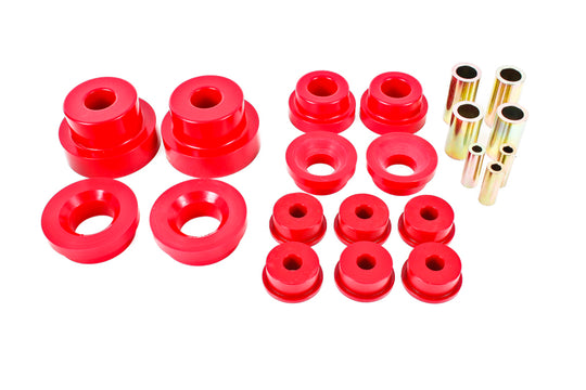 Red BMR Suspension BMR 10-15 5th Gen Camaro rear cradle bushing kit for differential bushings, rear suspension upgrade.