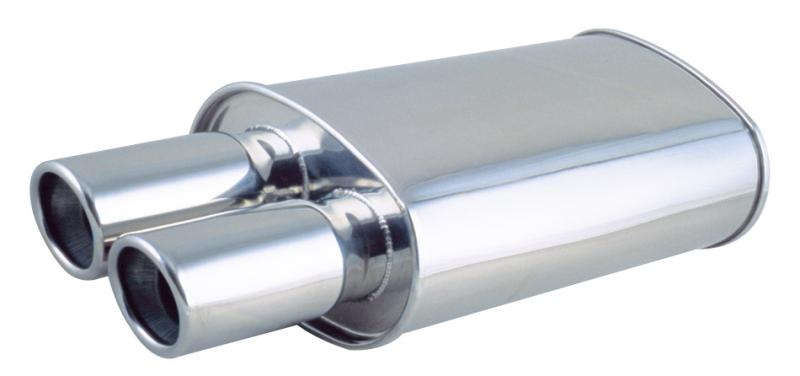 Vibrant StreetPower Oval Muffler 5x9x15 inches with 2.25-inch inlet and outlet, offset-offset side exit, car exhaust component